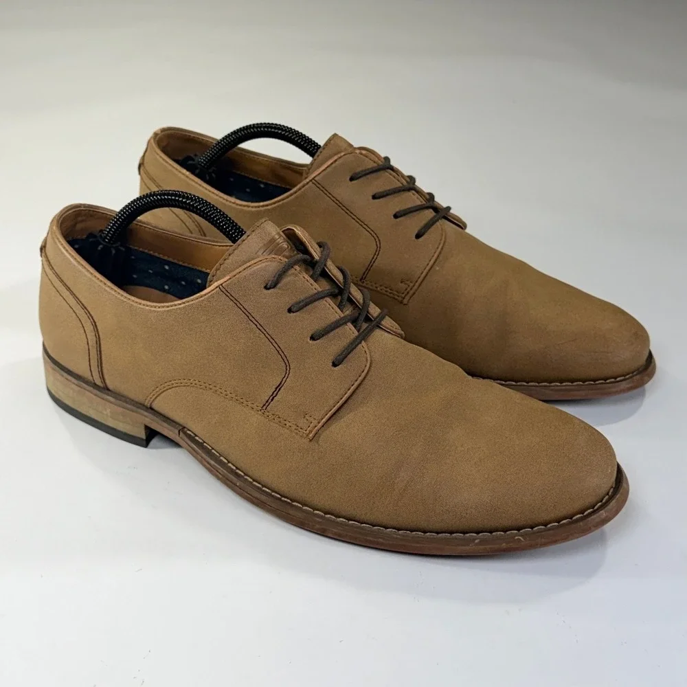 Hawker Rye Abuelo Dress Shoes Mens 11.5 Tan Beige Derby Oxford Office Business